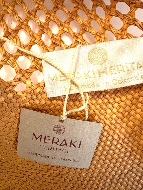NWT MARAKI HERITAGE Beige Bucket Straw Hat with Silk Tie, vacation ready main image 5